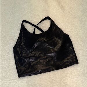 Black Shiny Work Out Top